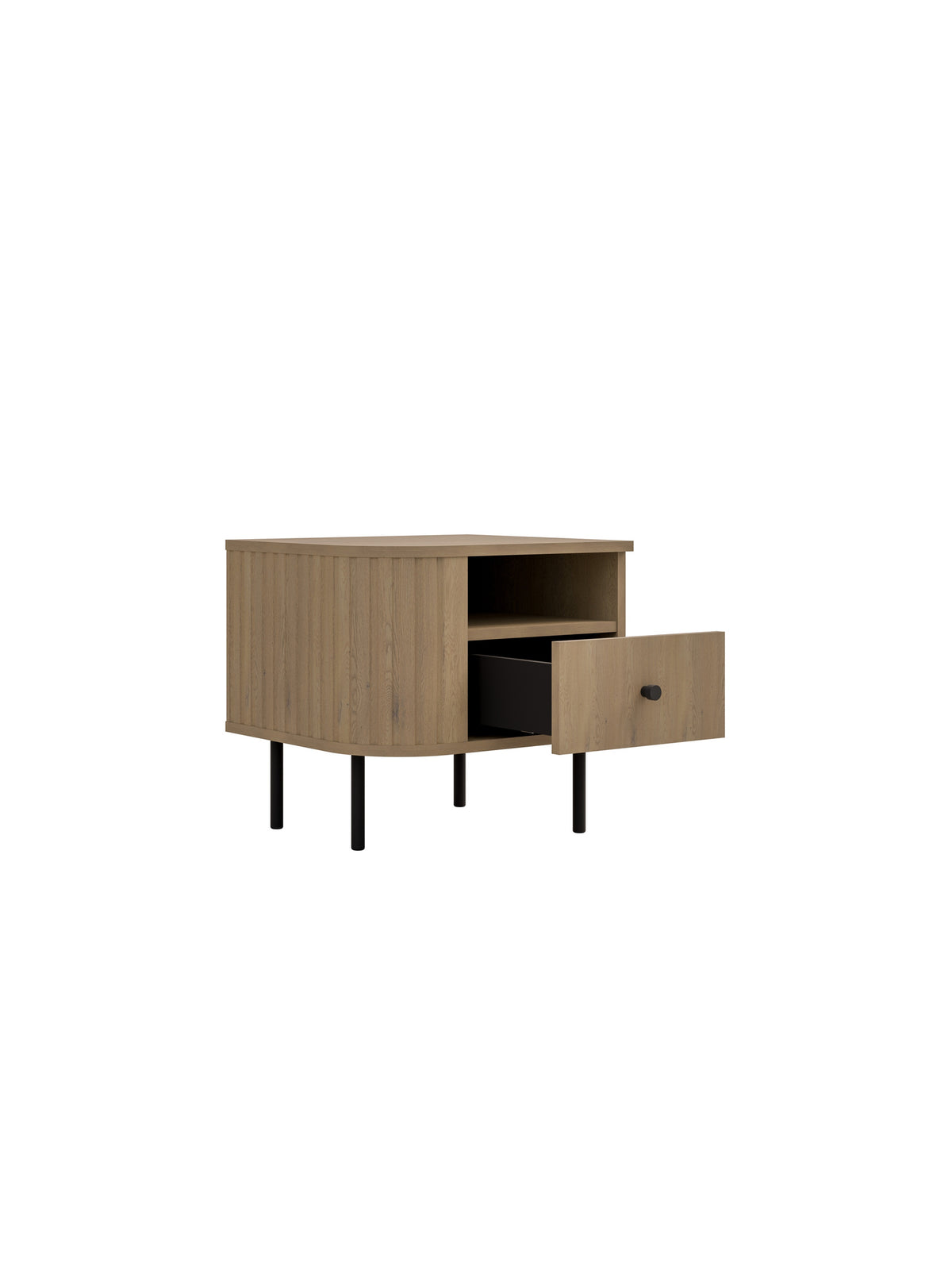 Noptieră Lento 48 cm cu sertar, culoare stejar cremona, picioare negre