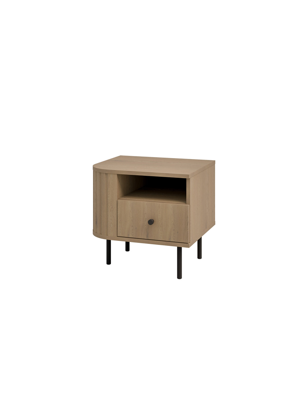 Noptieră Lento 48 cm cu sertar, culoare stejar cremona, picior negru