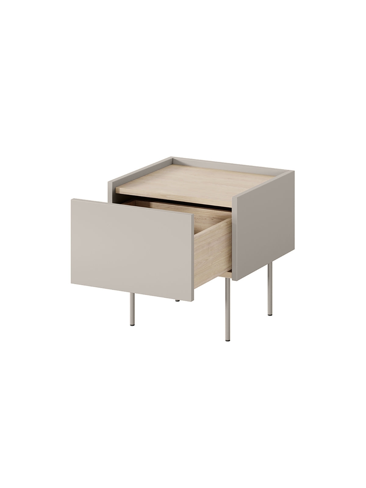 Noptieră Desin 45 cm casmir cu un sertar și picioare metalice în stil Modern Organic
