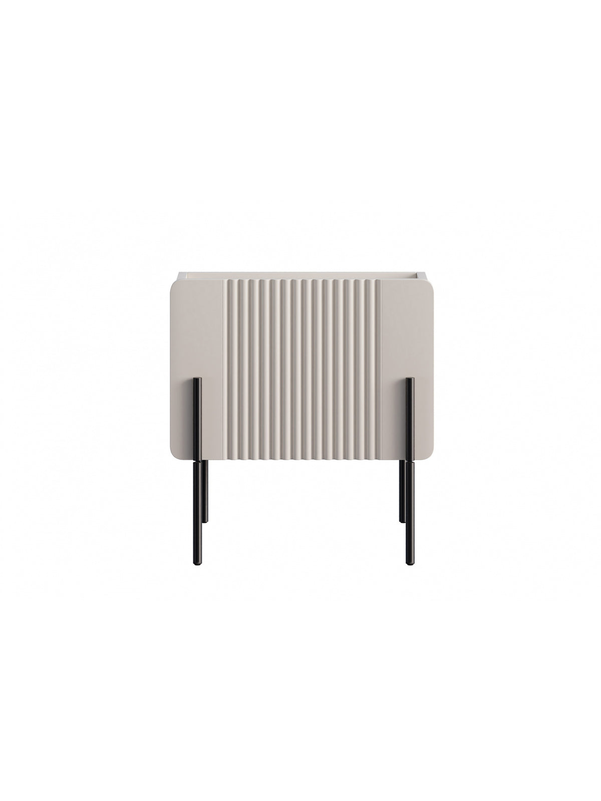 Noptieră Malmi 45 cm casmir cu front striat și picioare negre