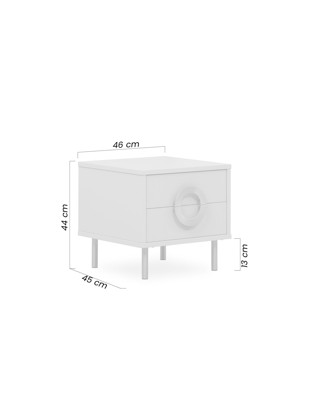 Noptieră Nubo 46 cm casmir cu fronturi striate și picioare aurii