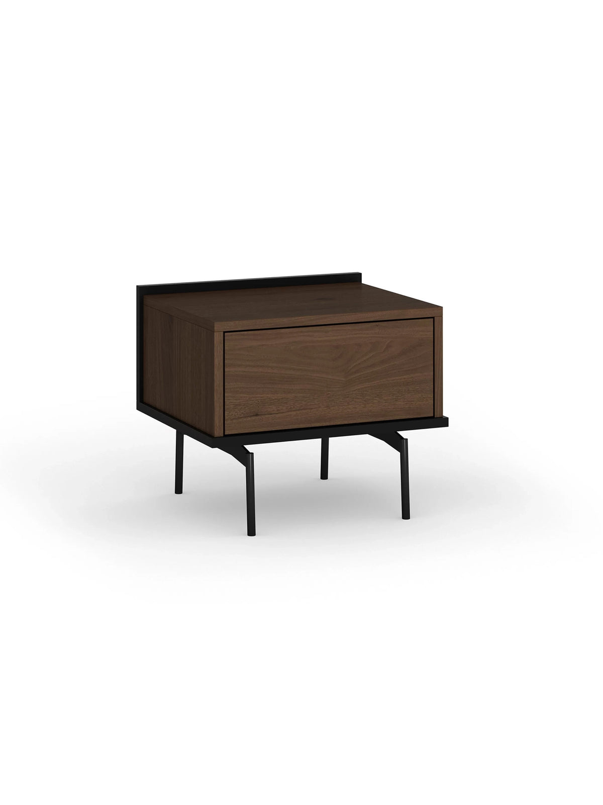 Noptiere Zenar cu sertar 50 cm culoare orzech elegant și picioare metalice negre