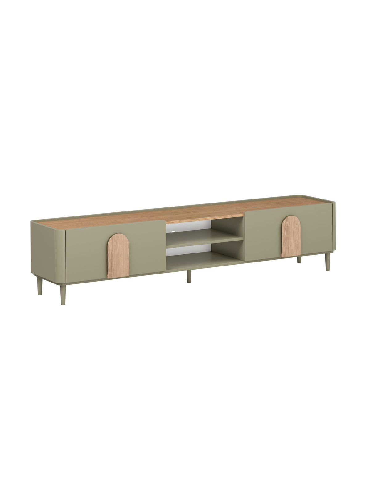 Comodă TV Amilio 220 cm eucalipt, cu sertar și blat stejar baltic dune