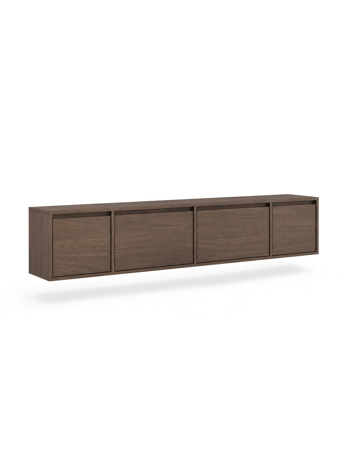 Dulap RTV suspendat Zolia 180 cm cu patru uși, culoare orzech elegant