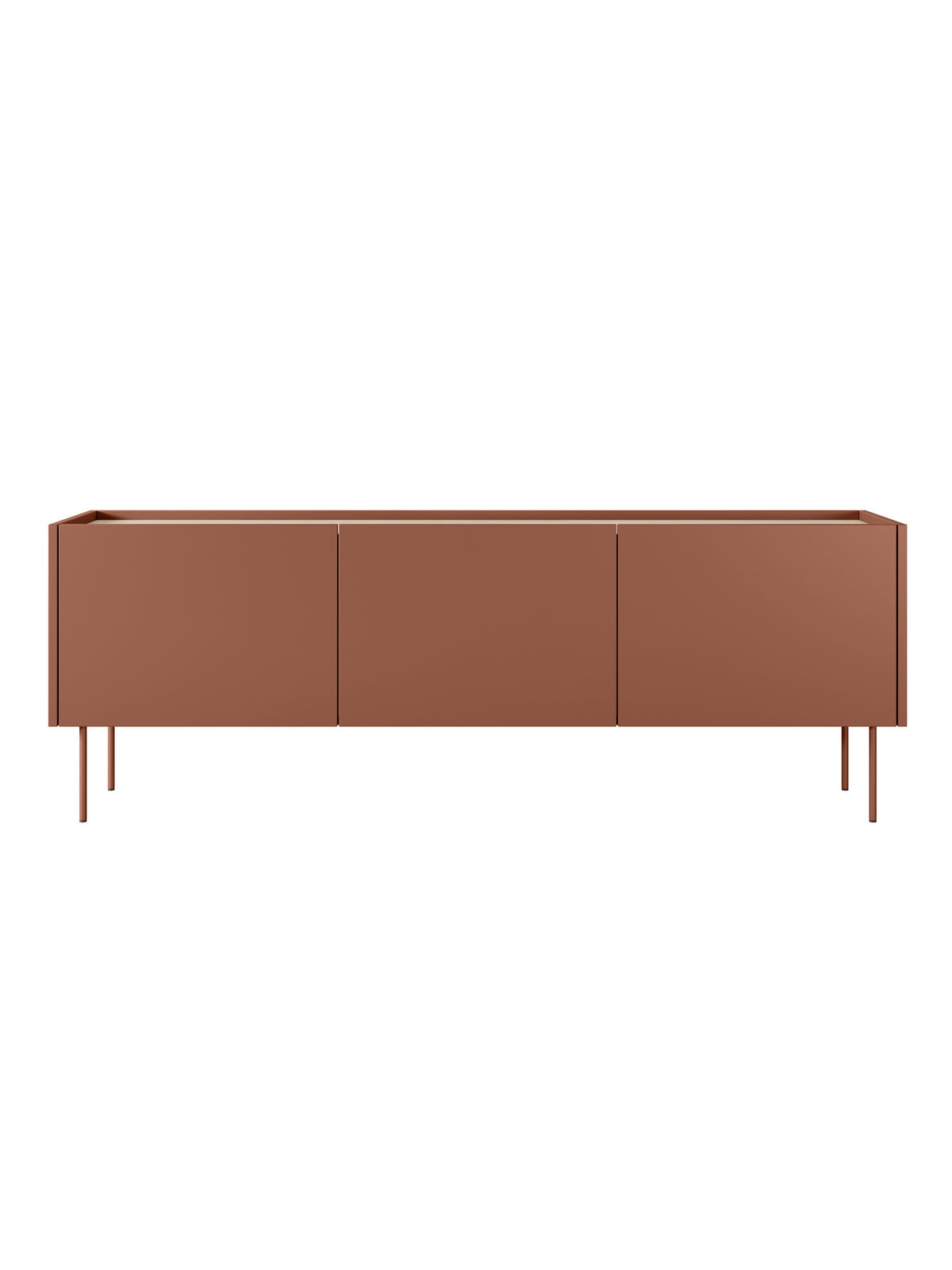 Szafka RTV Desin 170 cm bordowa ceramic red mat z dębowym blatem, metalowe nogi