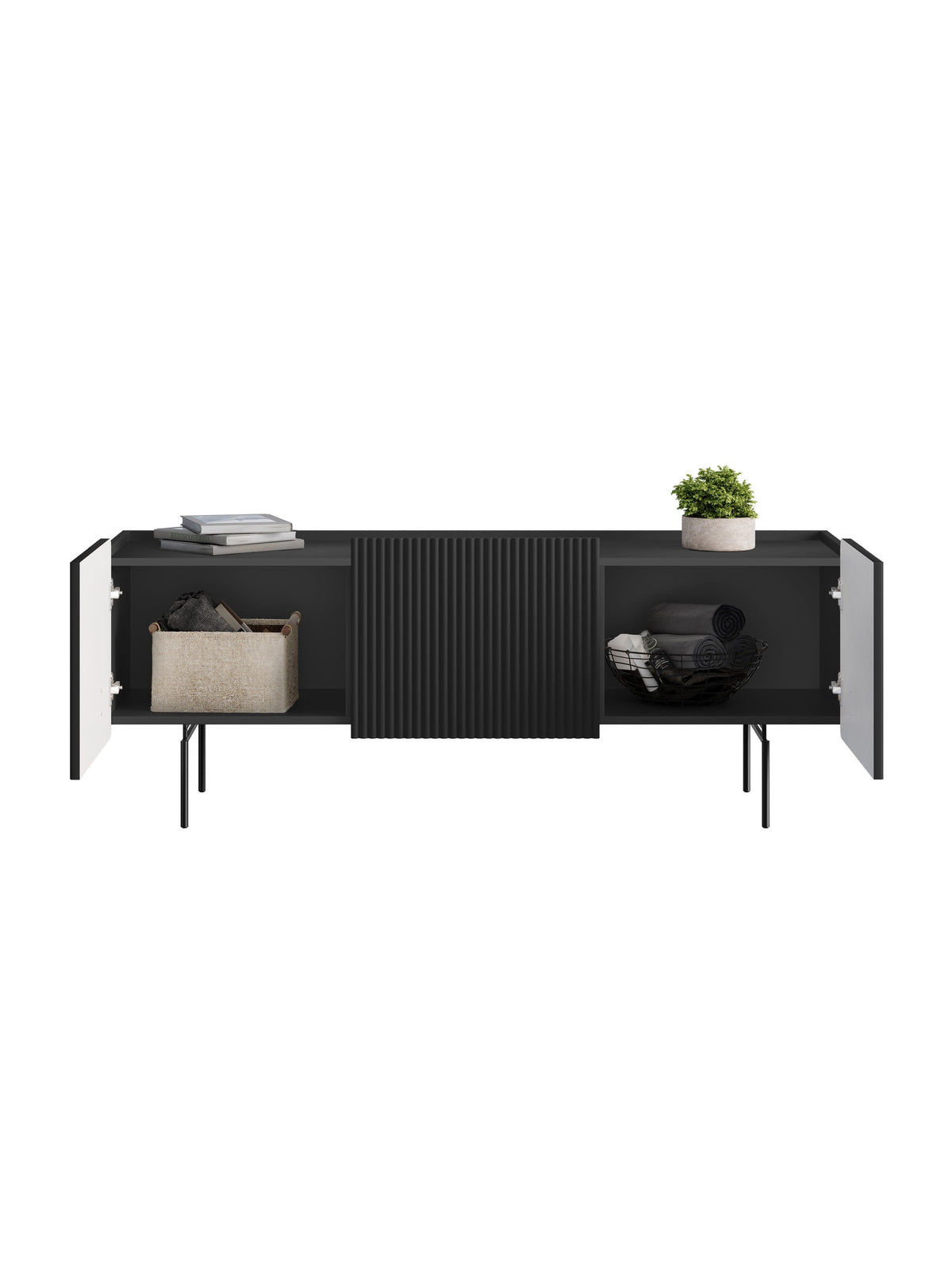 Dulap TV Malmi 150 cm - negru mat / negru nozki