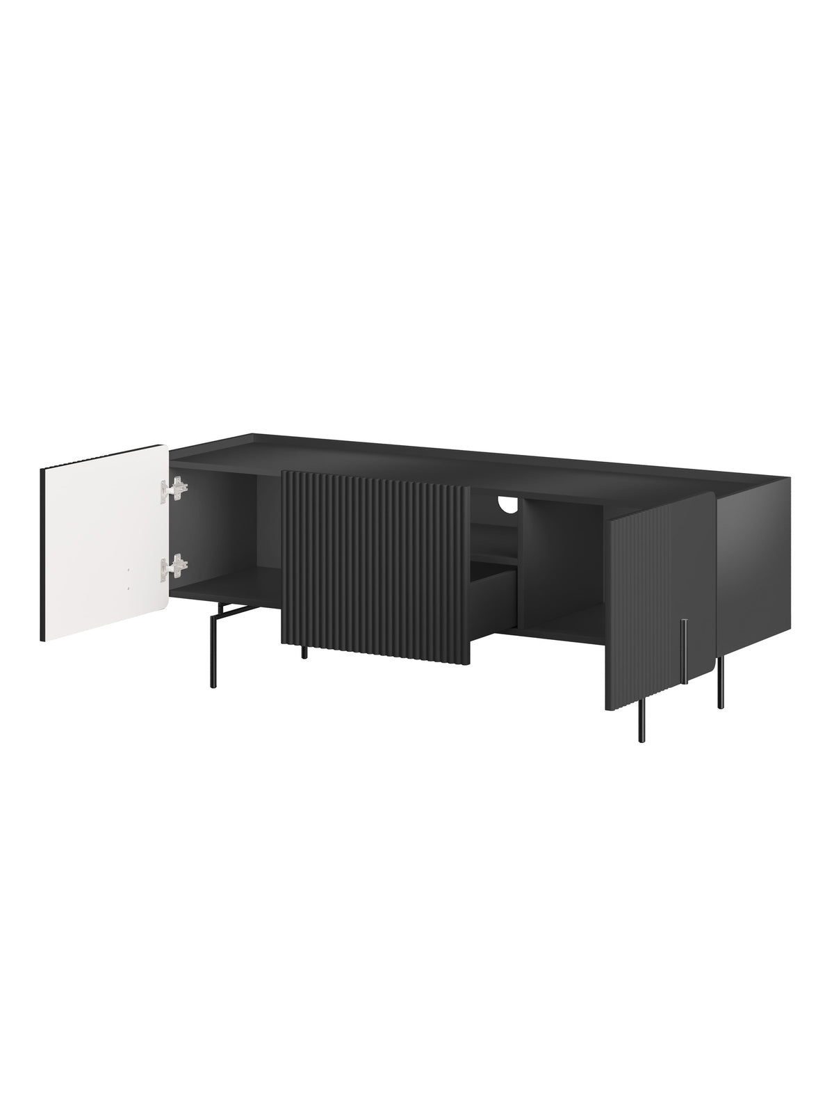 Dulap TV Malmi 150 cm - negru mat / negru nozki
