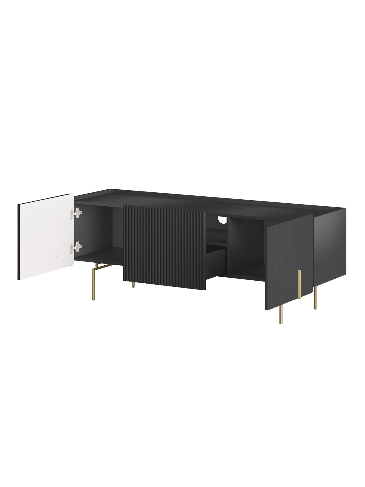 Dulap TV Malmi 150 cm - negru mat / picioare aurii
