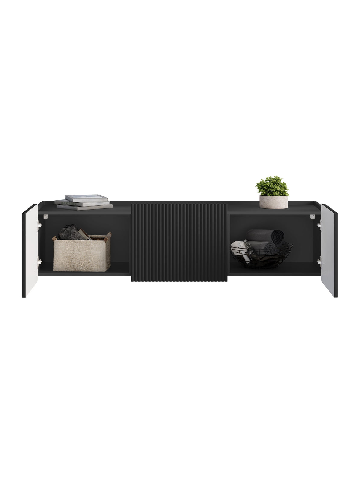Dulap TV Malmi 150 cm suspendată - negru mat / negru
