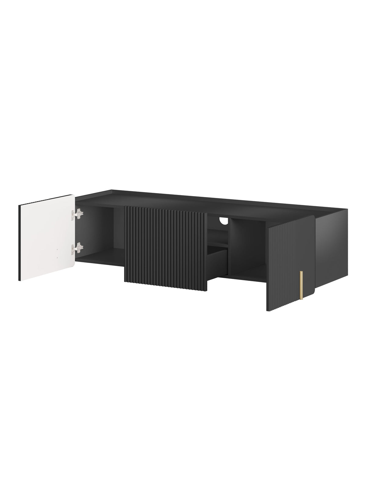 Dulap TV Malmi 150 cm suspendată - negru mat / auriu