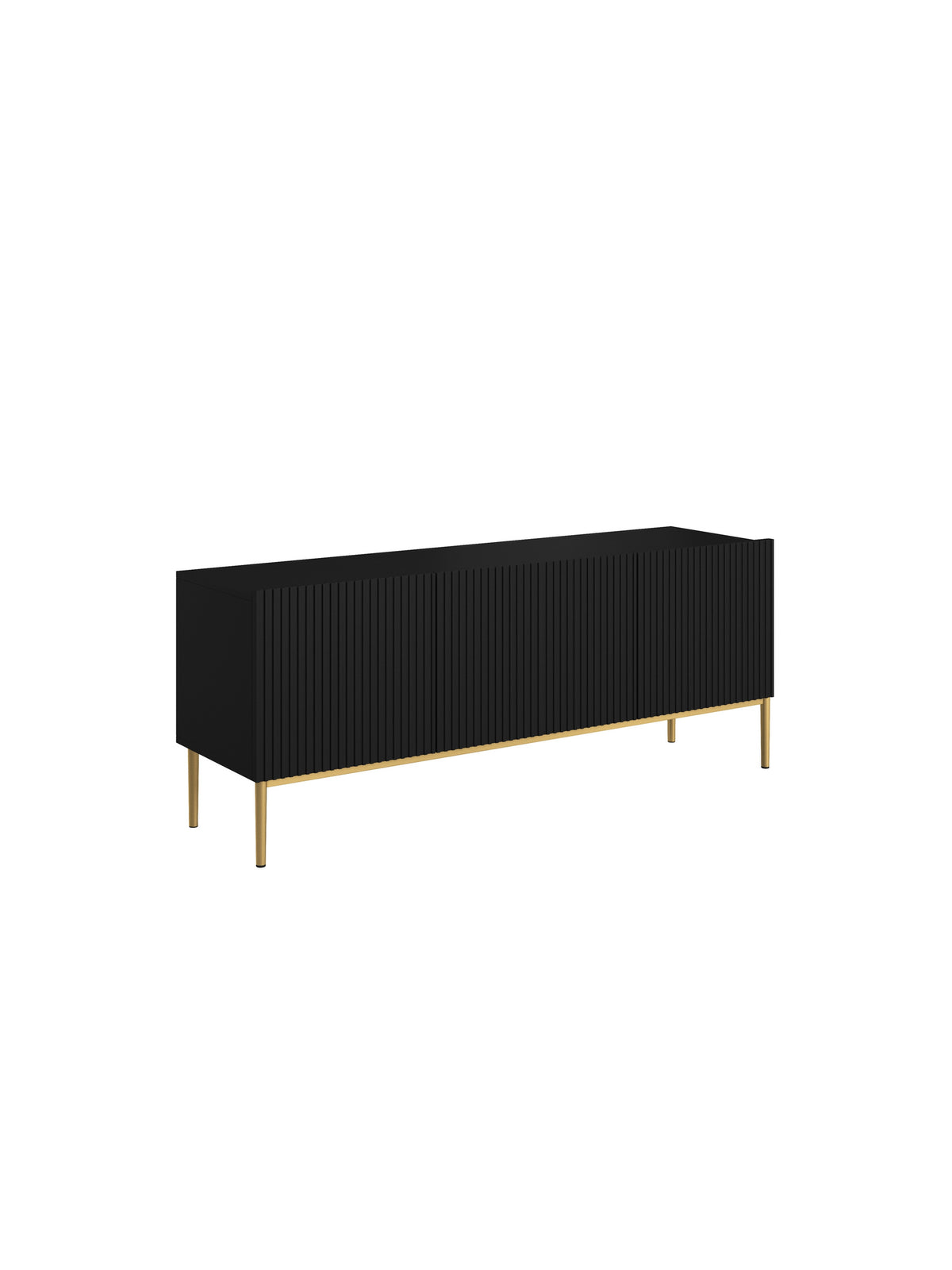 Dulap TV Nicole 150 cm pe soclu de metal z szuflada - negru mat / picioare aurii