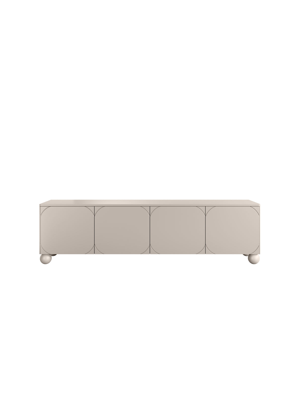Szafka RTV Sonatia II 200 cm czterodrzwiowa na nogach kulach kaszmir matowa