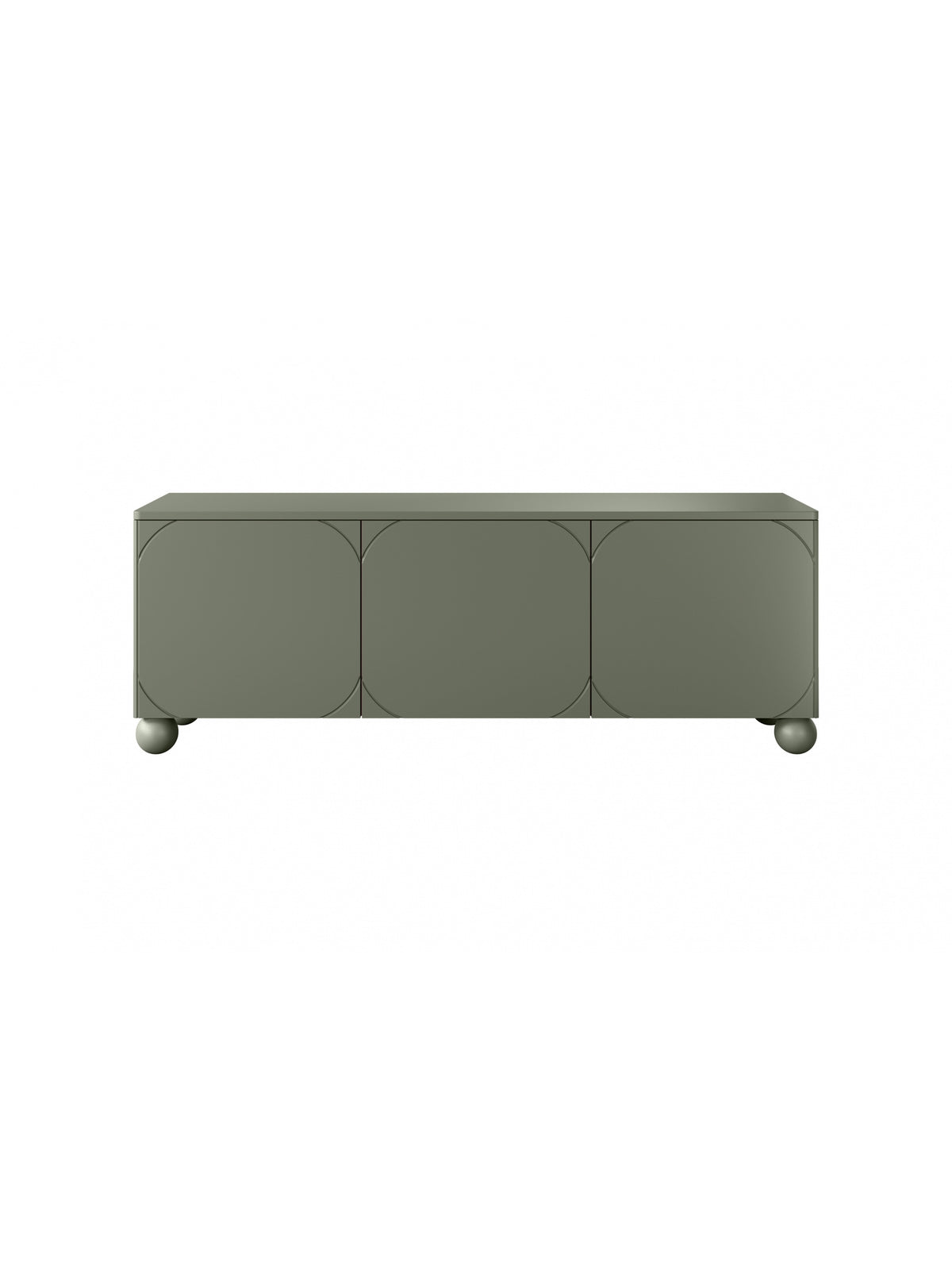 Comodă TV Sonatia II 150 cm olive cu trei uși și un sertar ascuns, front neted