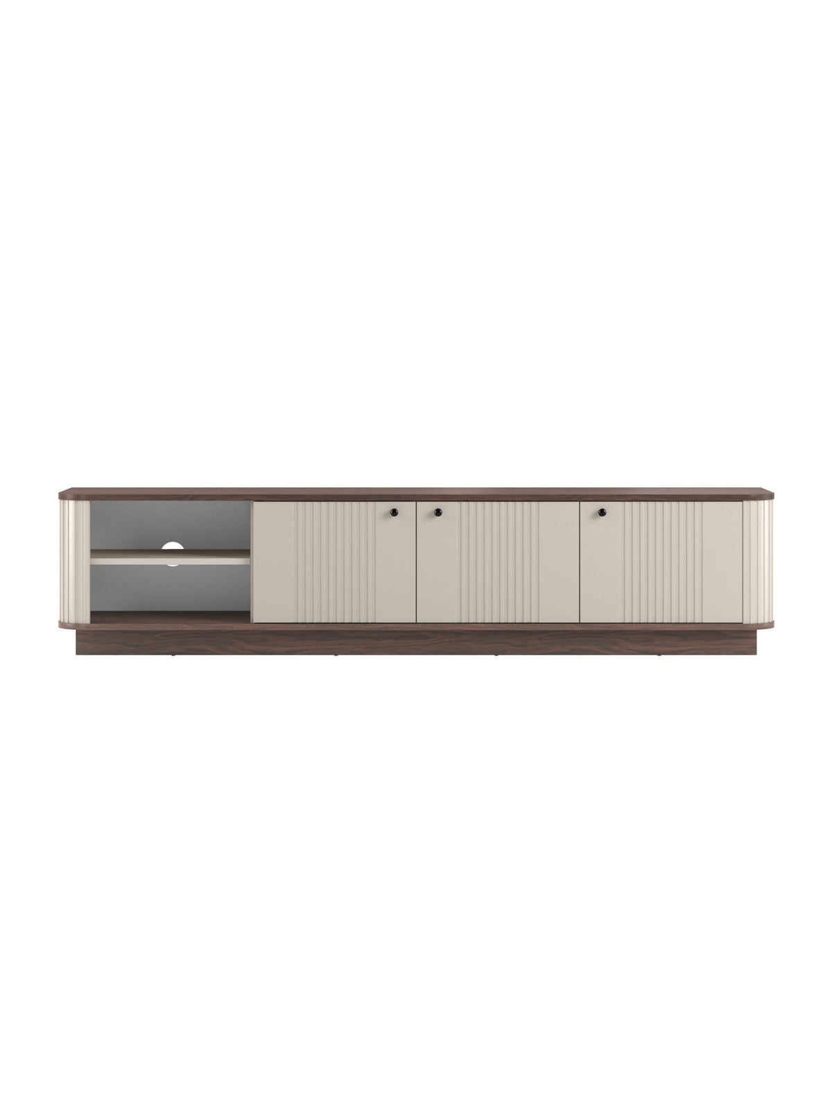 Comodă TV Vesper 3D 187 cm kasmir cu uși cu nervuri și mânere negre