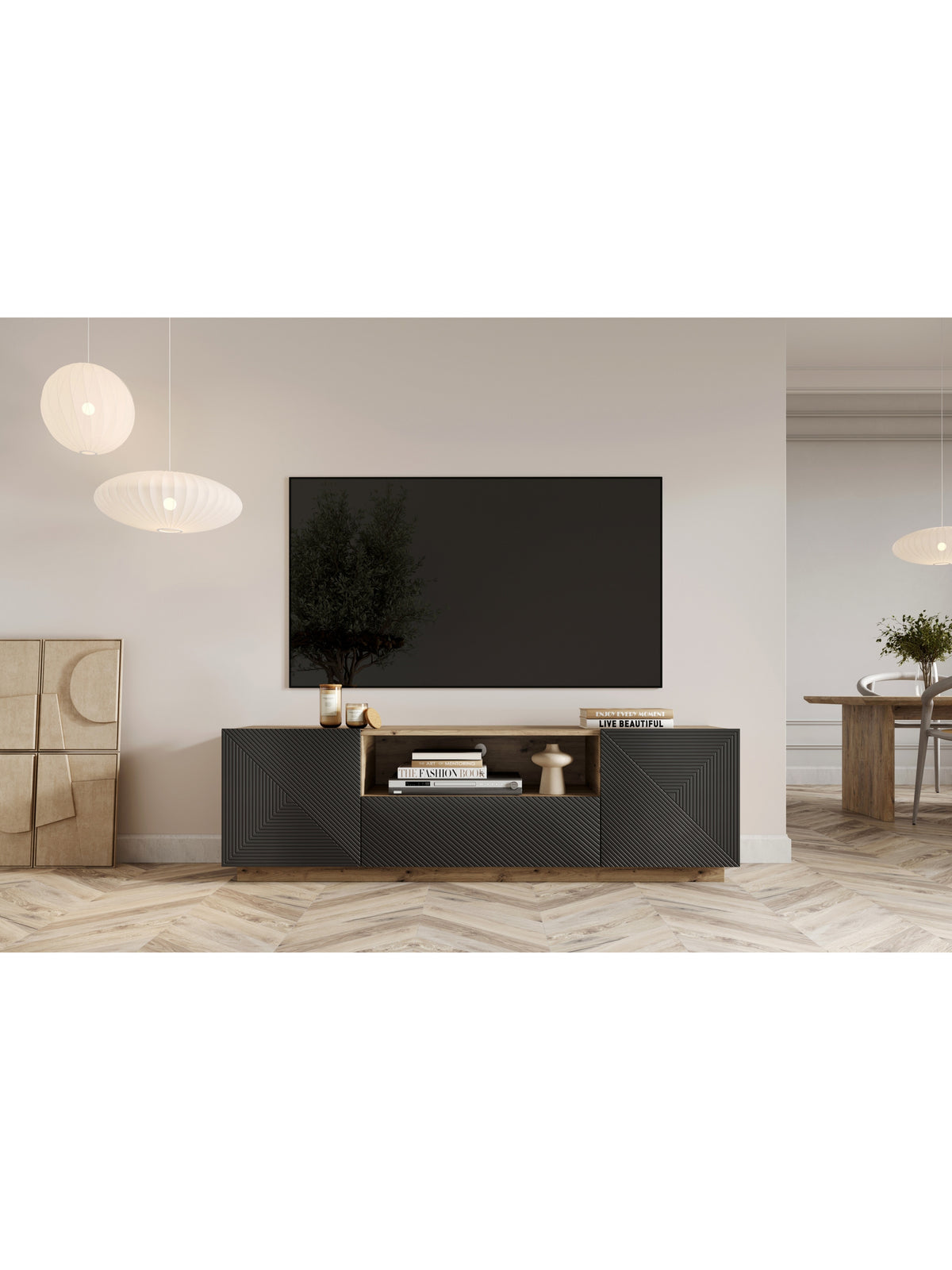 Dulap TV cu sertar Asha 167 cm - artisan / rivier stone mat