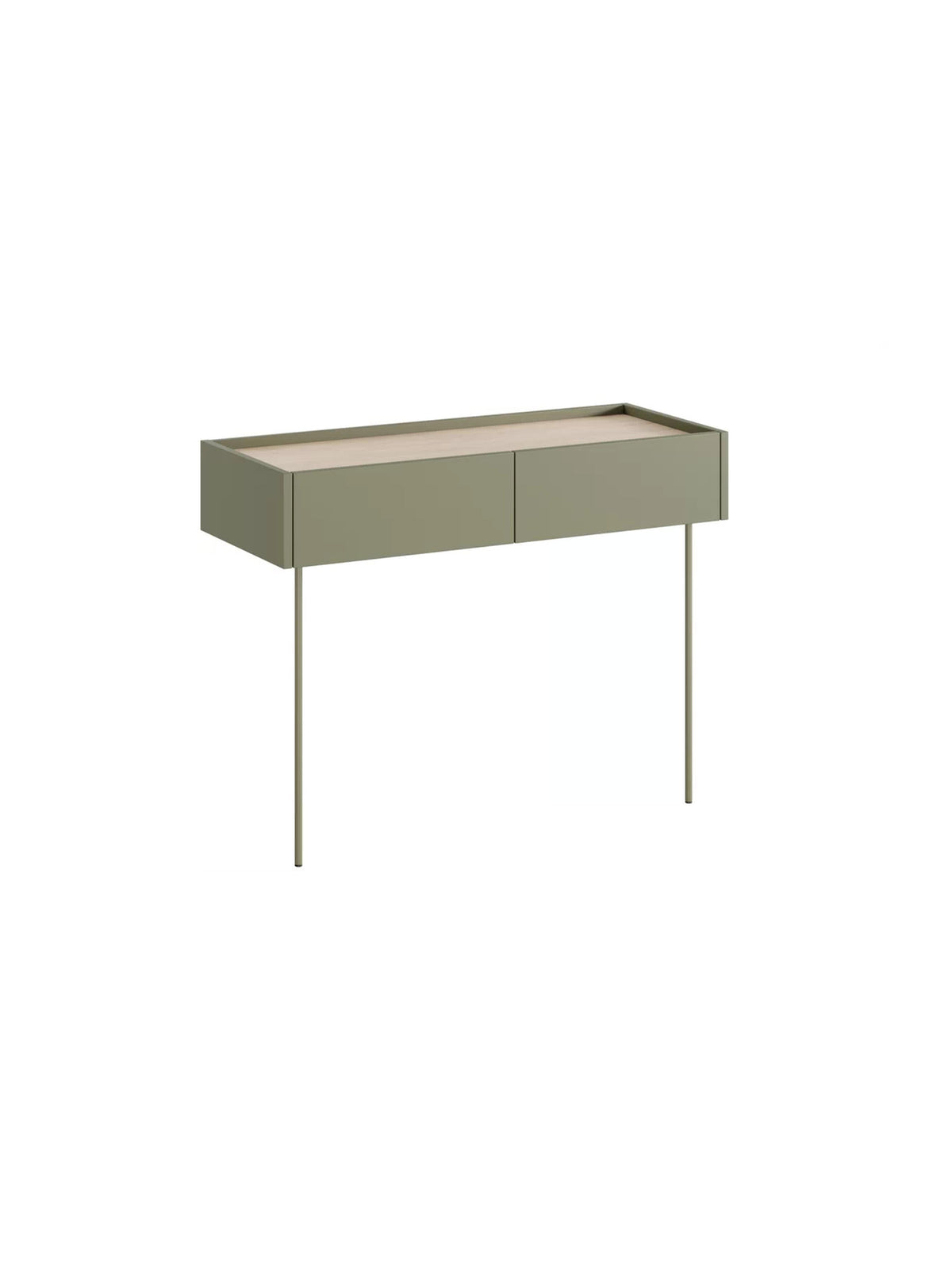 Toaletă Desin 100 cm verde măsliniu cu două sertare și picioare metalice