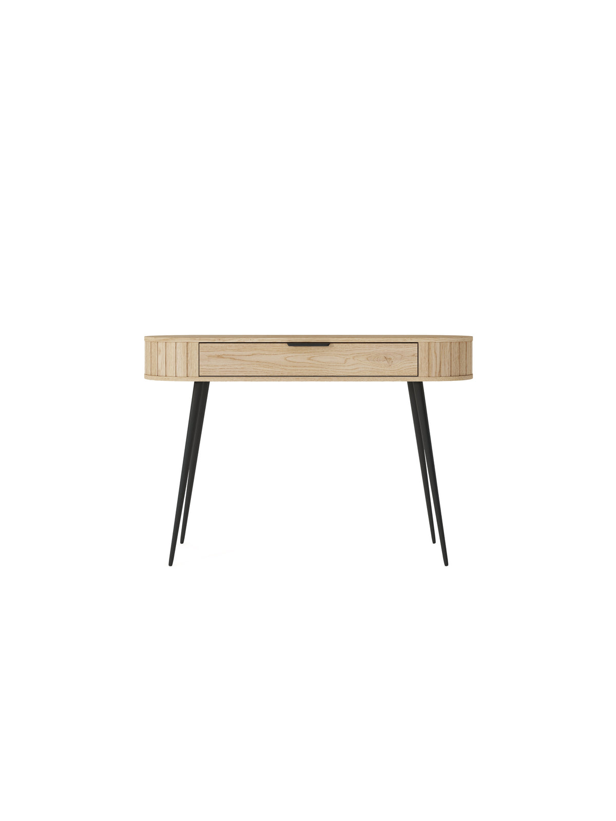 Masă de toaletă Luvio 120 cm cu un sertar, culoare dąb cremona, picioare negre de metal