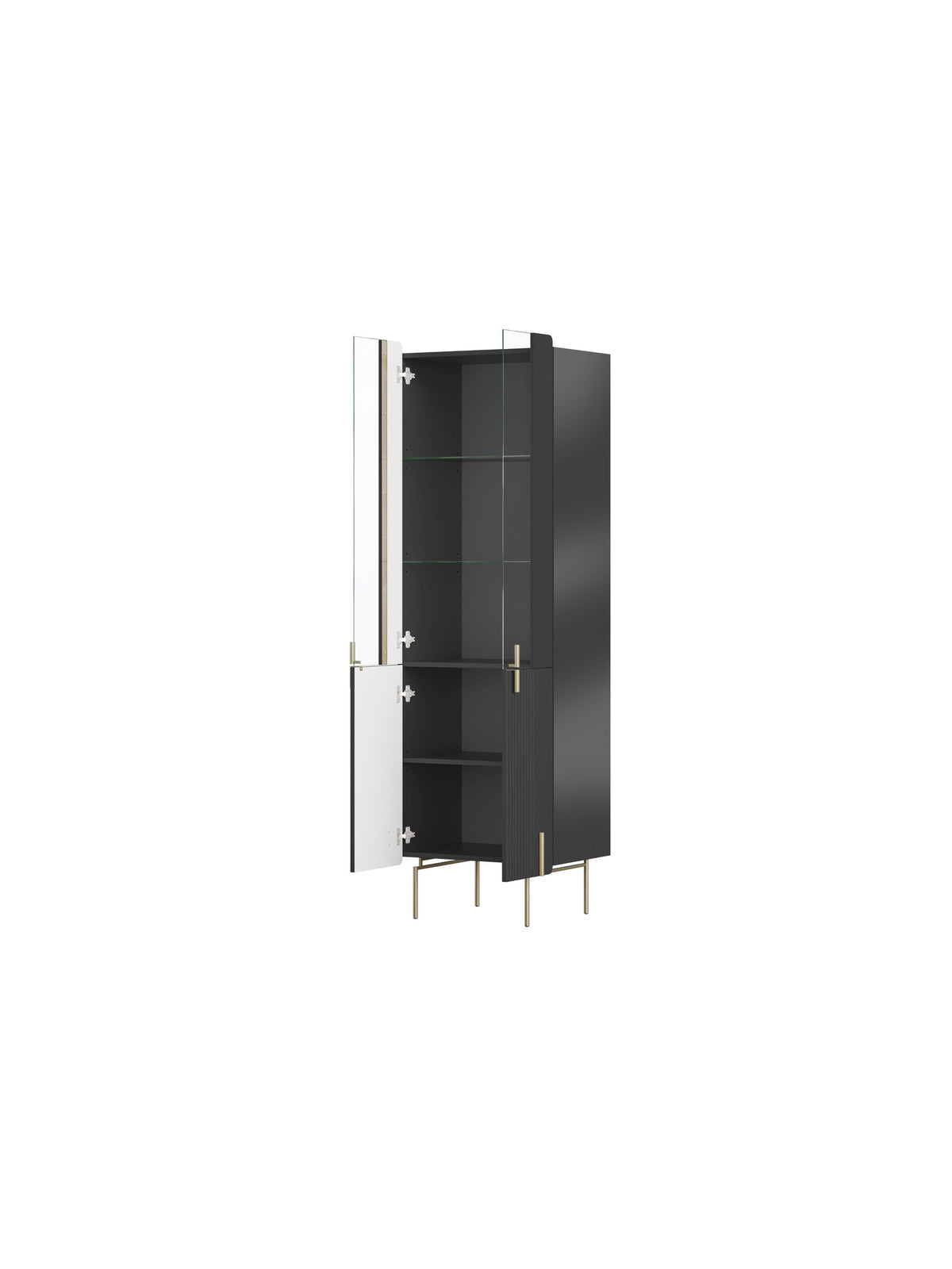 Witryna Malmi 60 cm - negru mat / picioare aurii