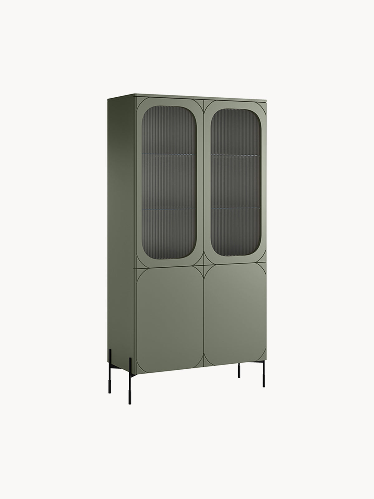 Witryna Sonatia 100 cm cu patru uși - olive