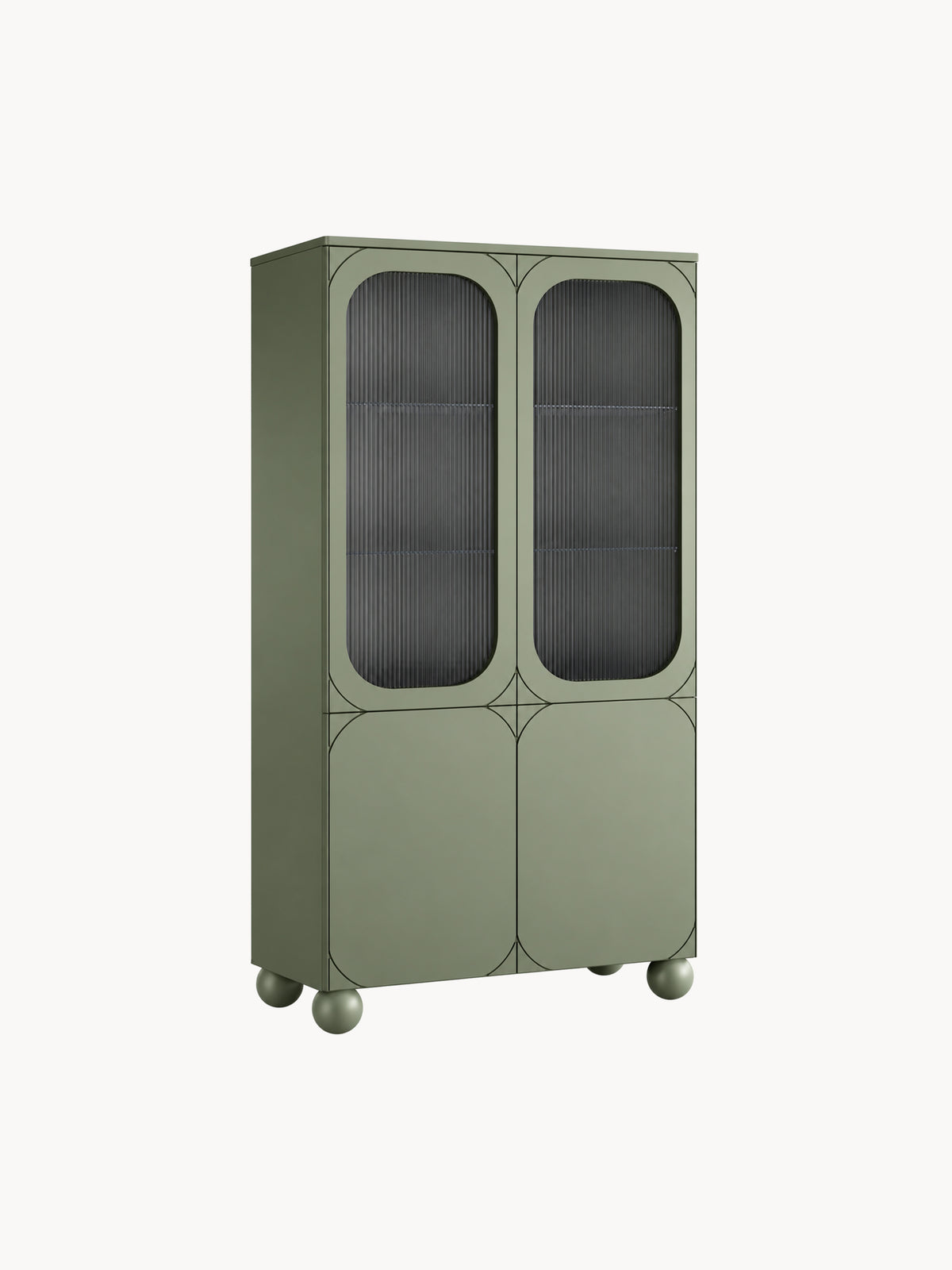 Witryna Sonatia II 100 cm cu patru uși - olive