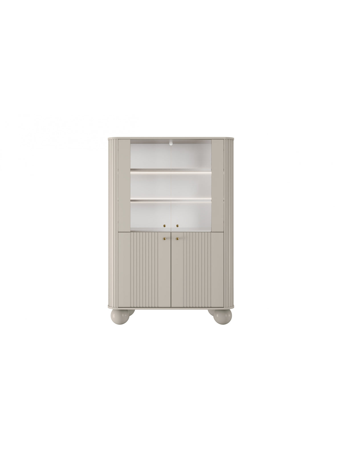 Witryna Vesper 103 cm cu patru uși - cașmir / zlote Mânere / Picioare kule