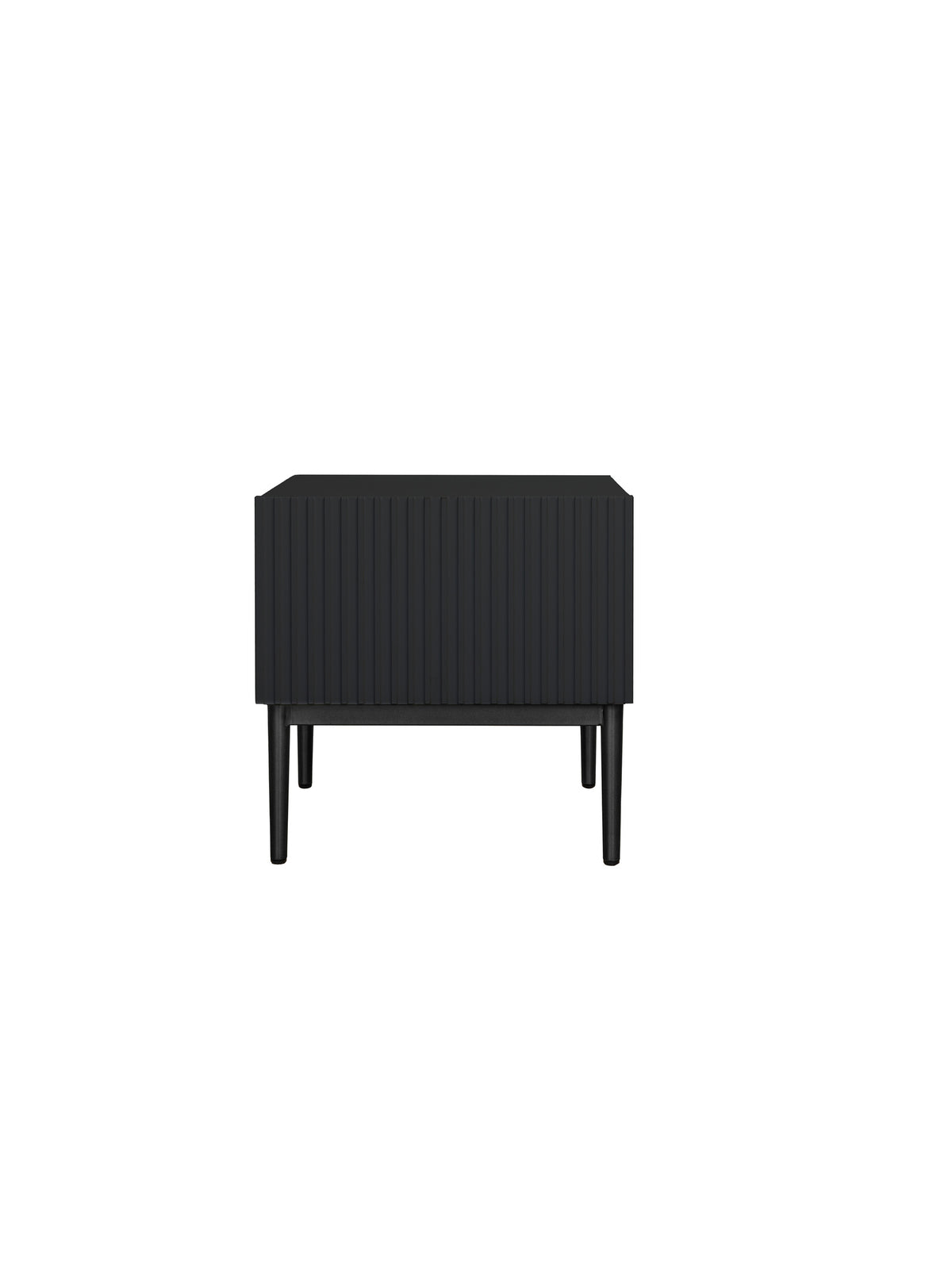 Set 2 noptiere negre Nicole 46 cm cu fronturi canelate și picioare negre