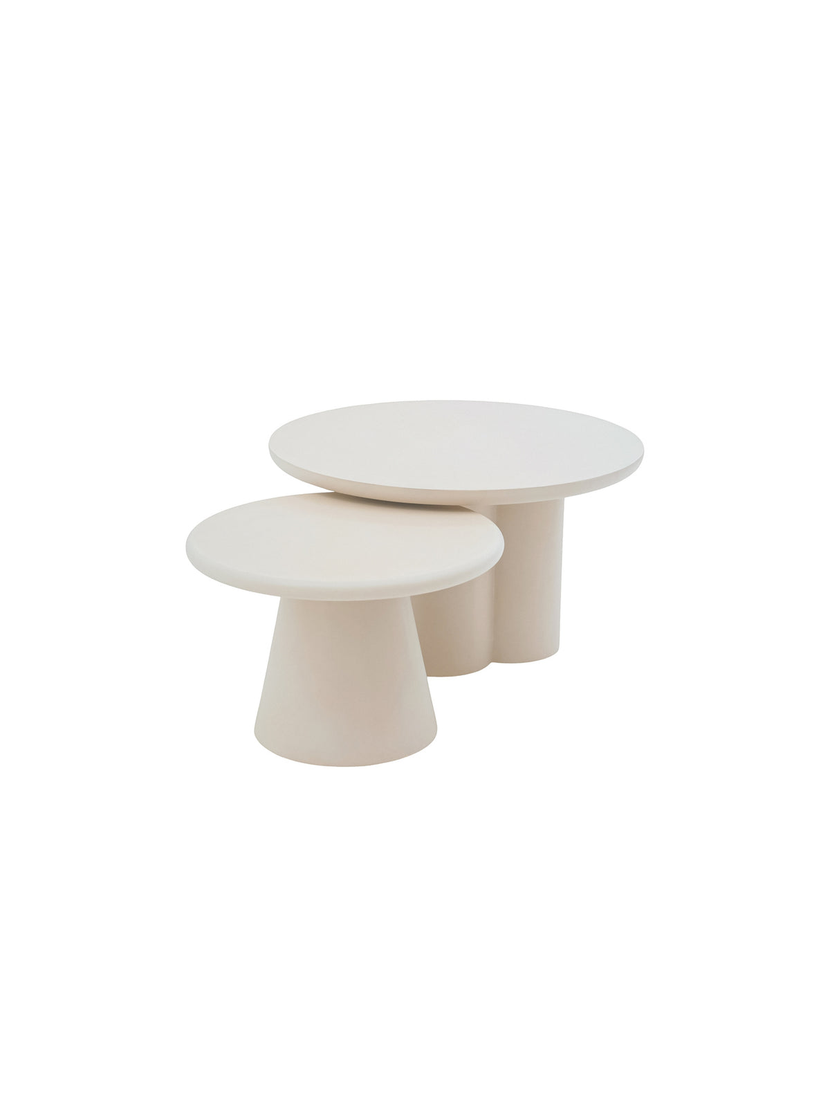 Set de două măsuțe de cafea rotunde Clav 60 cm și Cylindus 80 cm, culoare bej cu blat gri deschis