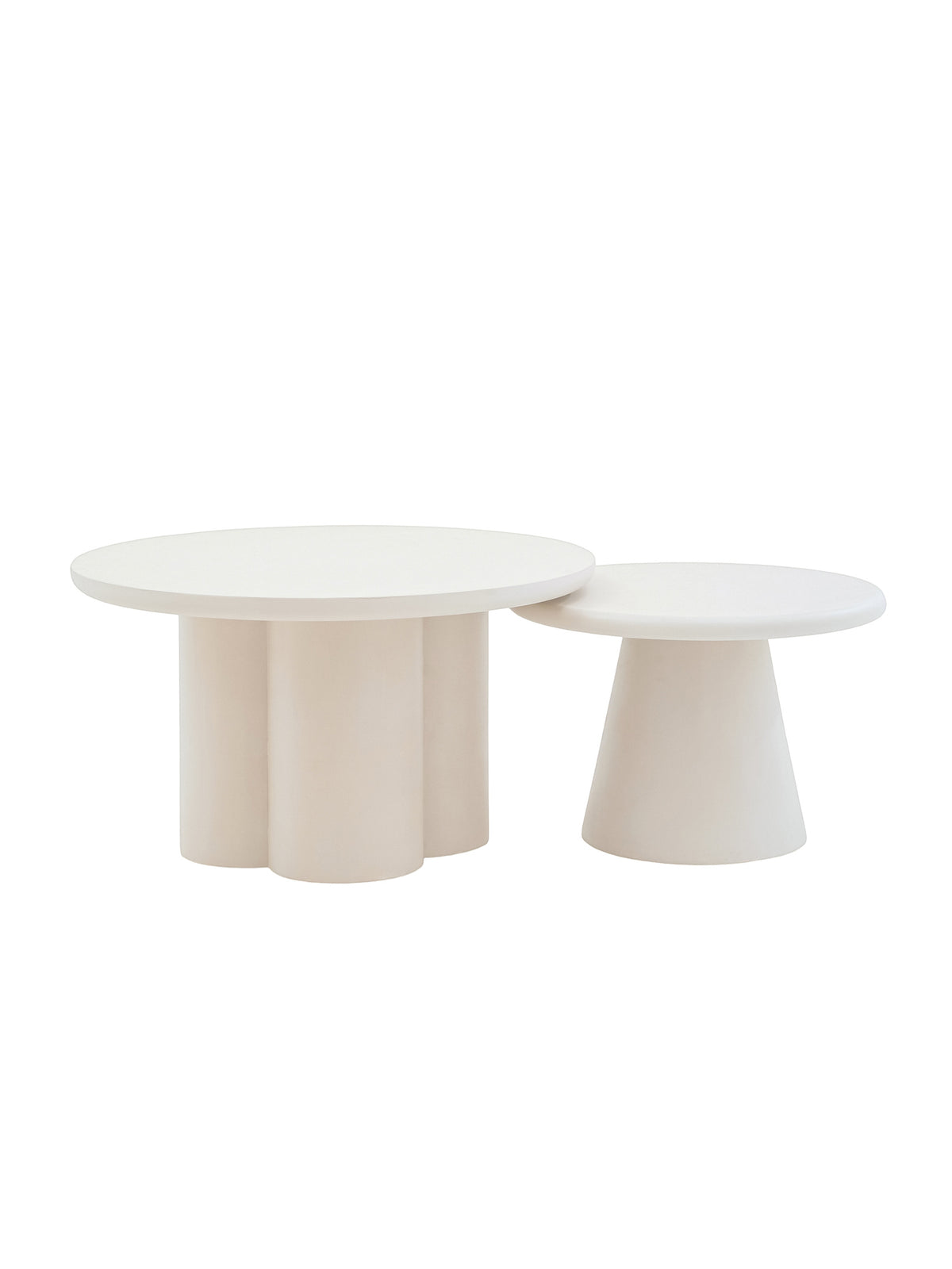 Set de mese de cafea rotunde Clav 60 cm și Cylindus 80 cm bej cu blat din microciment