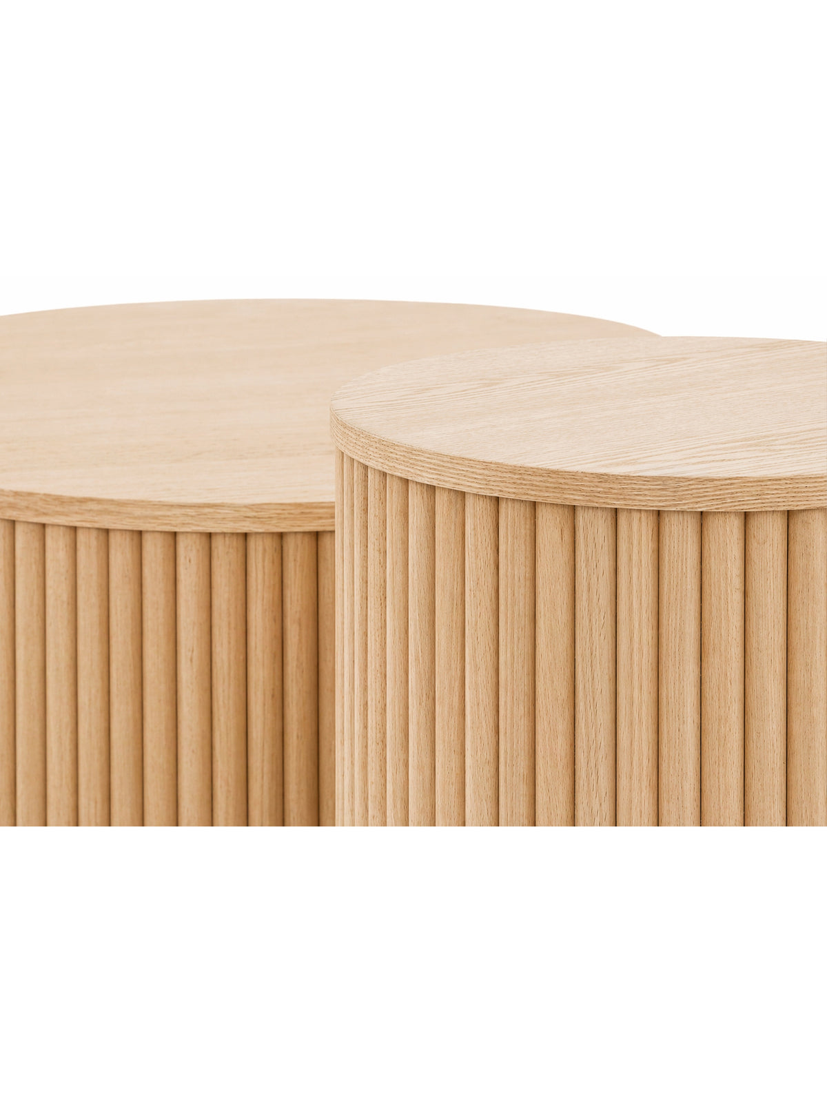 Set de 2 măsuțe de cafea rotunde Tamis 80 și 40 cm, culoare naturală de lemn