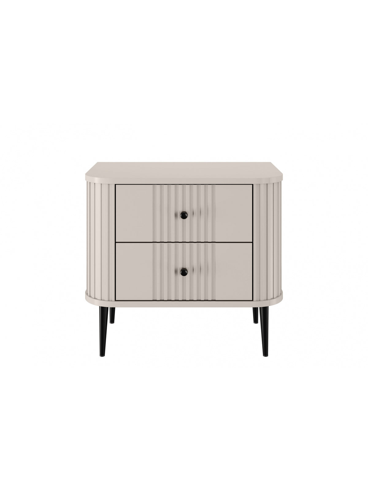 Set de noptiere Vesper 56 cm cashmere cu picioare negre și fronturi riglate