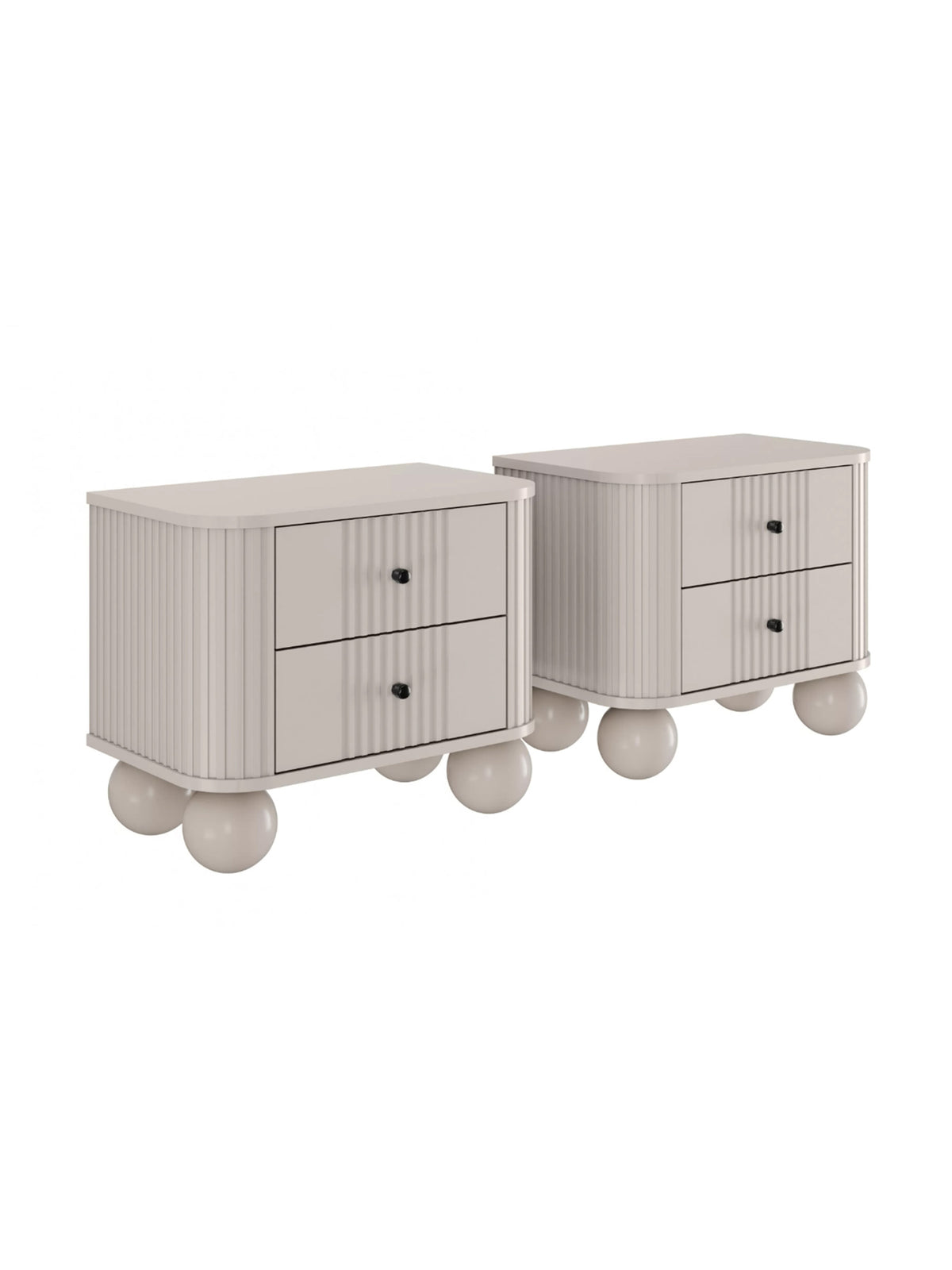 Set noptiere Vesper 56 cm casmir cu mânere negre și picioare sferice