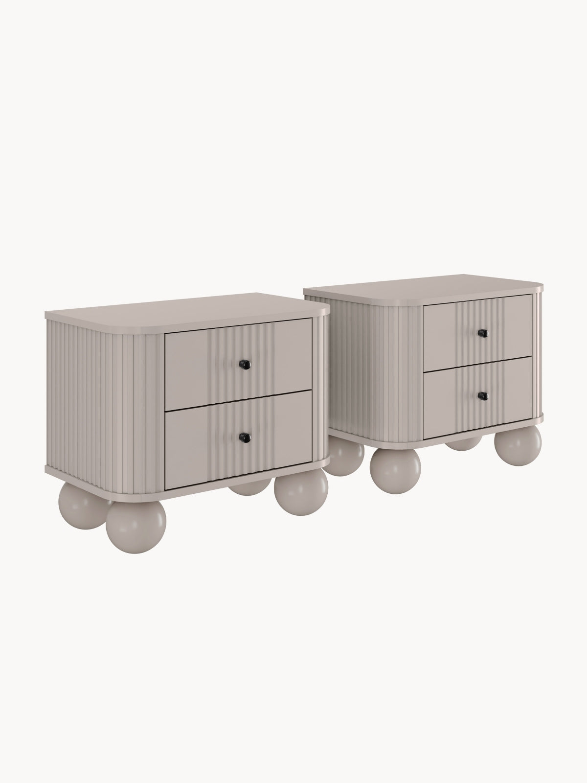 Complet szafek nocnych Vesper 56 cm - cașmir / negru Mânere / Picioare kule