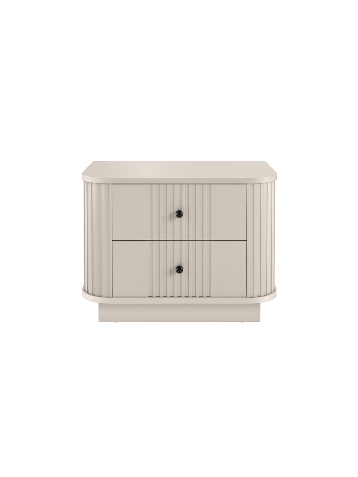 Set noptiere Vesper 56 cm pe soclu, culoare cașmir cu mânere negre, fronturi canelate