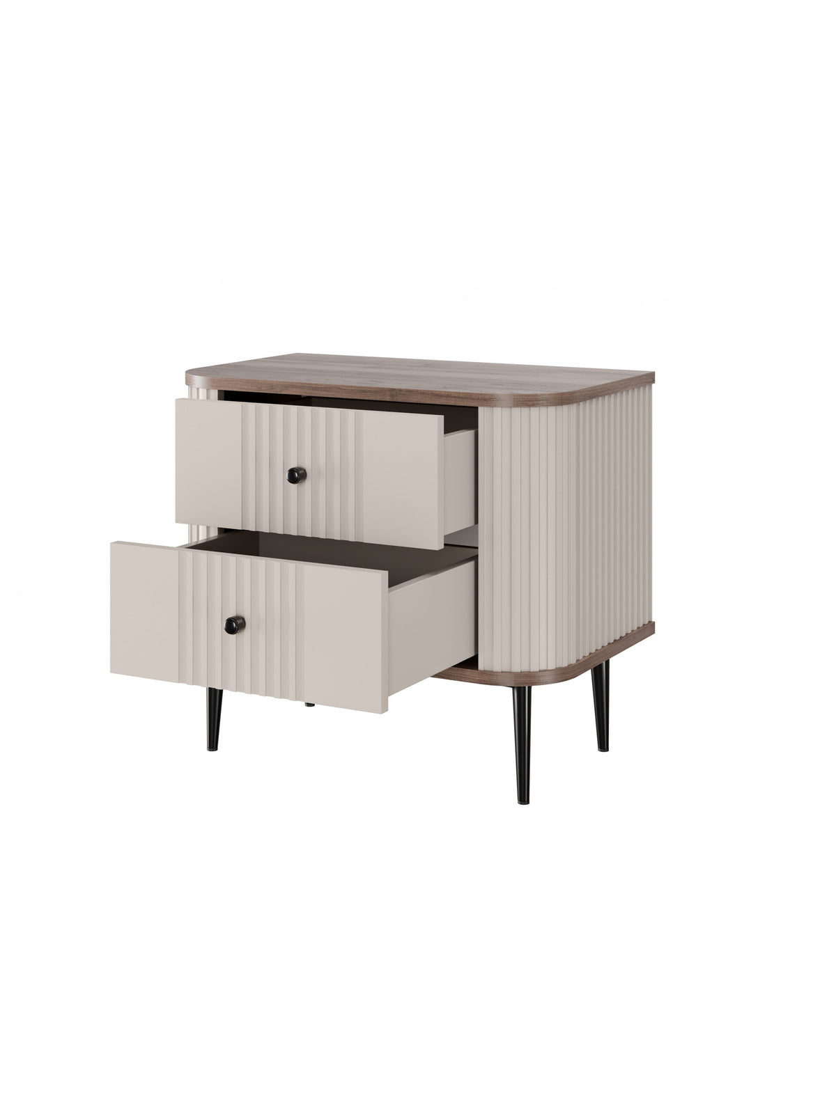 Set 2 noptiere Vesper 56 cm kasmir cu sertare și picioare negre