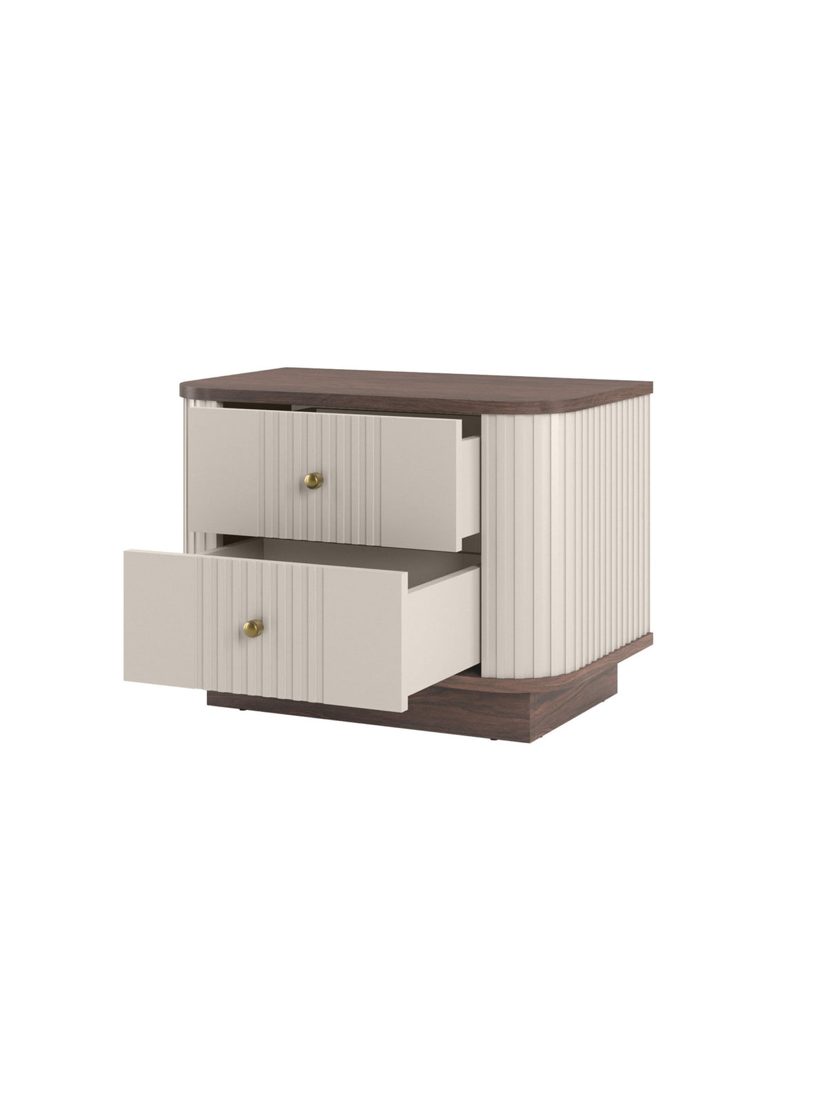 Set noptiere Vesper 56 cm pe soclu casmir cu fronturi canelate și mânere aurii