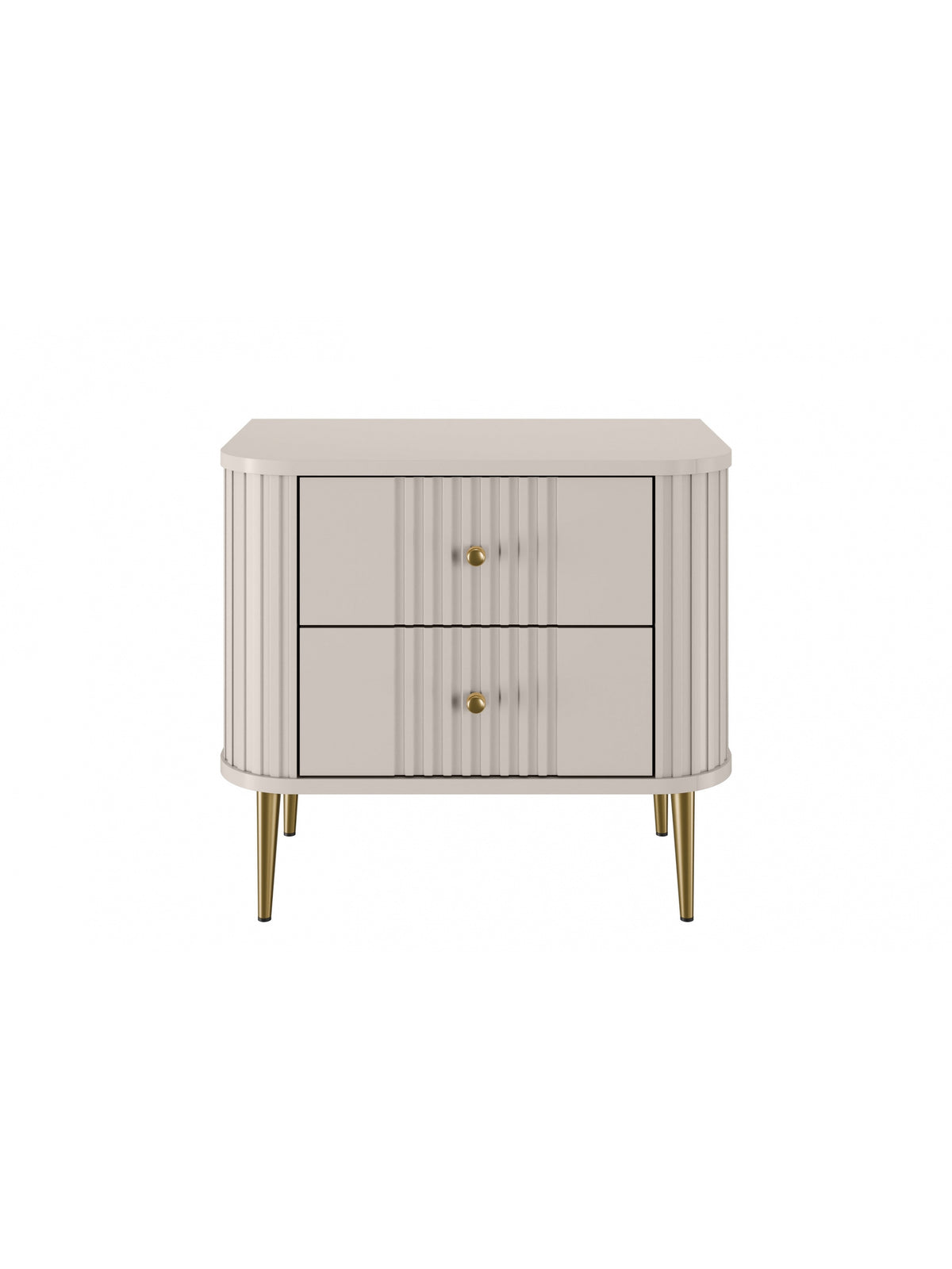 Set 2 noptiere Vesper 56 cm casmir cu fronturi striate și picioare aurii