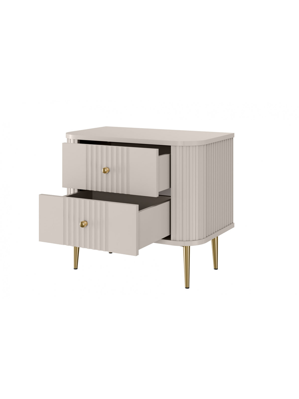 Set noptiere Vesper 56 cm casmir cu fronturi striate și picioare aurii
