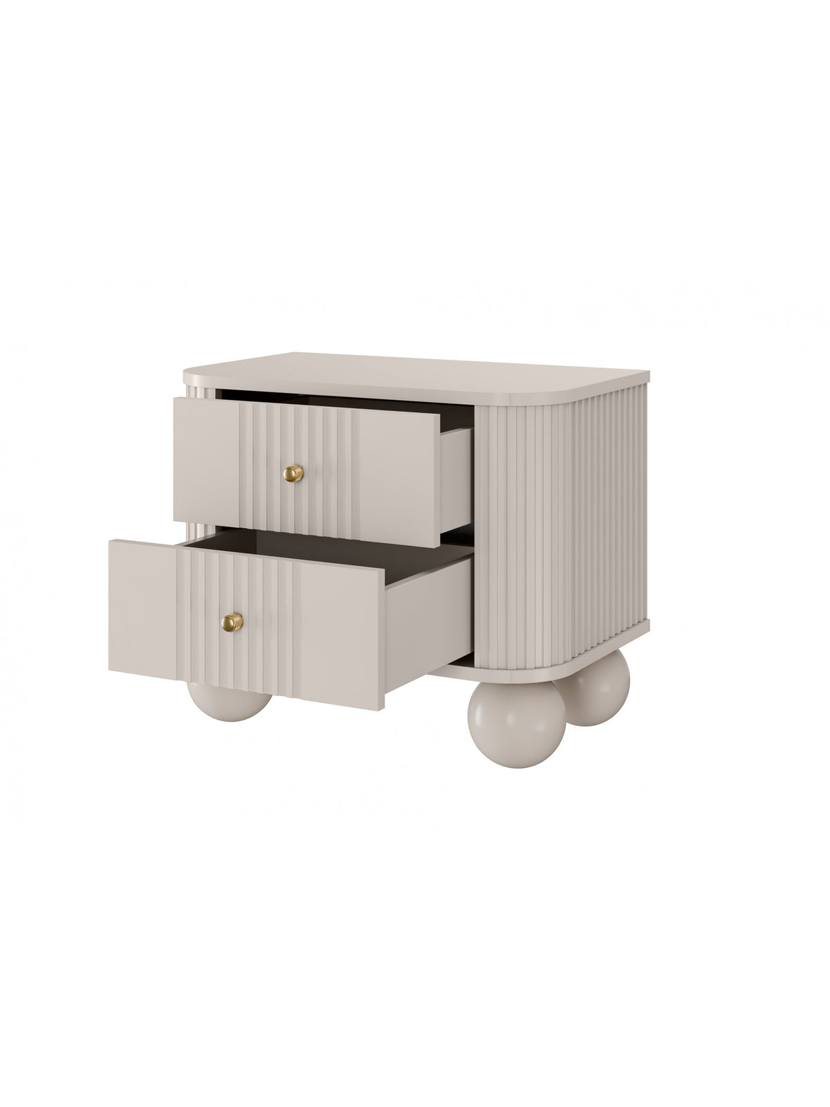 Set noptiere Vesper 56 cm cashmere cu două sertare și mânere aurii