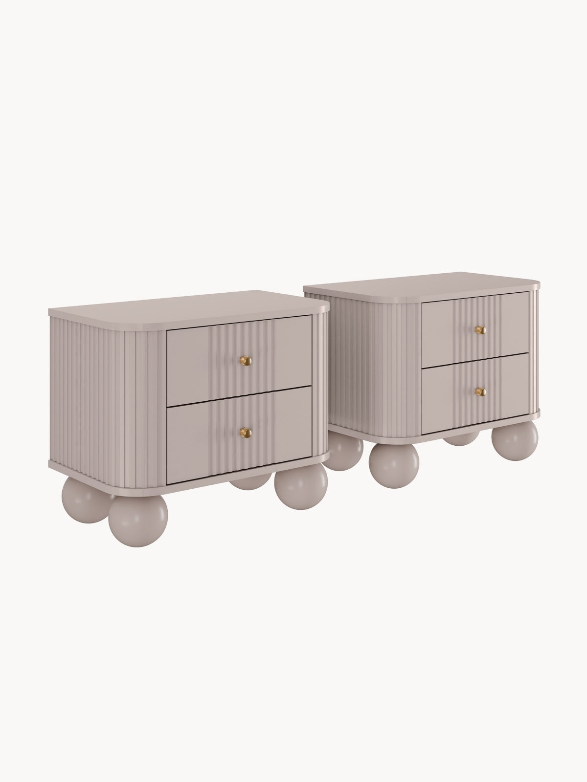 Zestaw szafek nocnych Vesper 56 cm - kaszmir / złote uchwyty / nogi kule