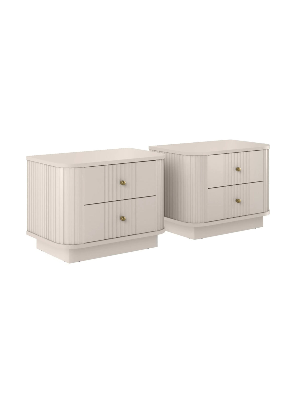 Set noptiere Vesper 56 cm culoare casmir cu fronturi canelate și mânere aurii