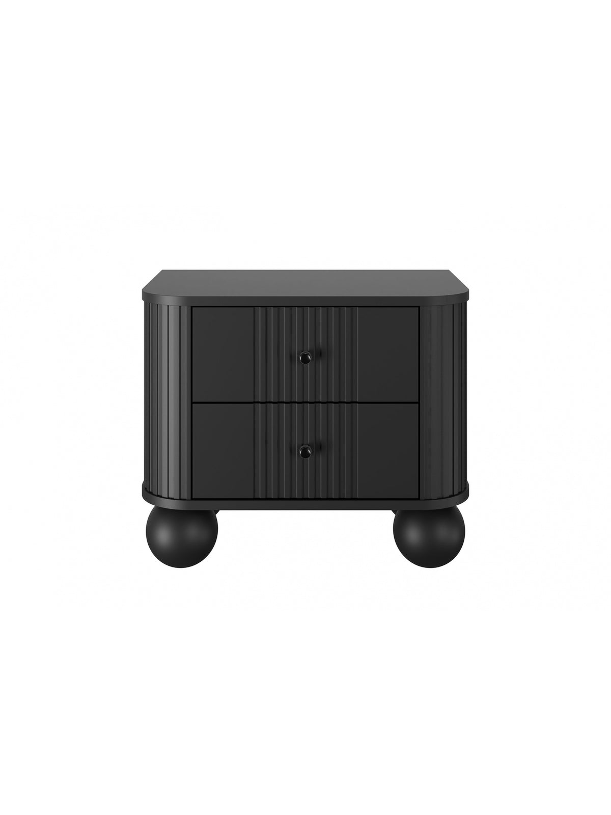 Set 2 noptiere negre Vesper 56 cm cu mânere negre și picioare sferice