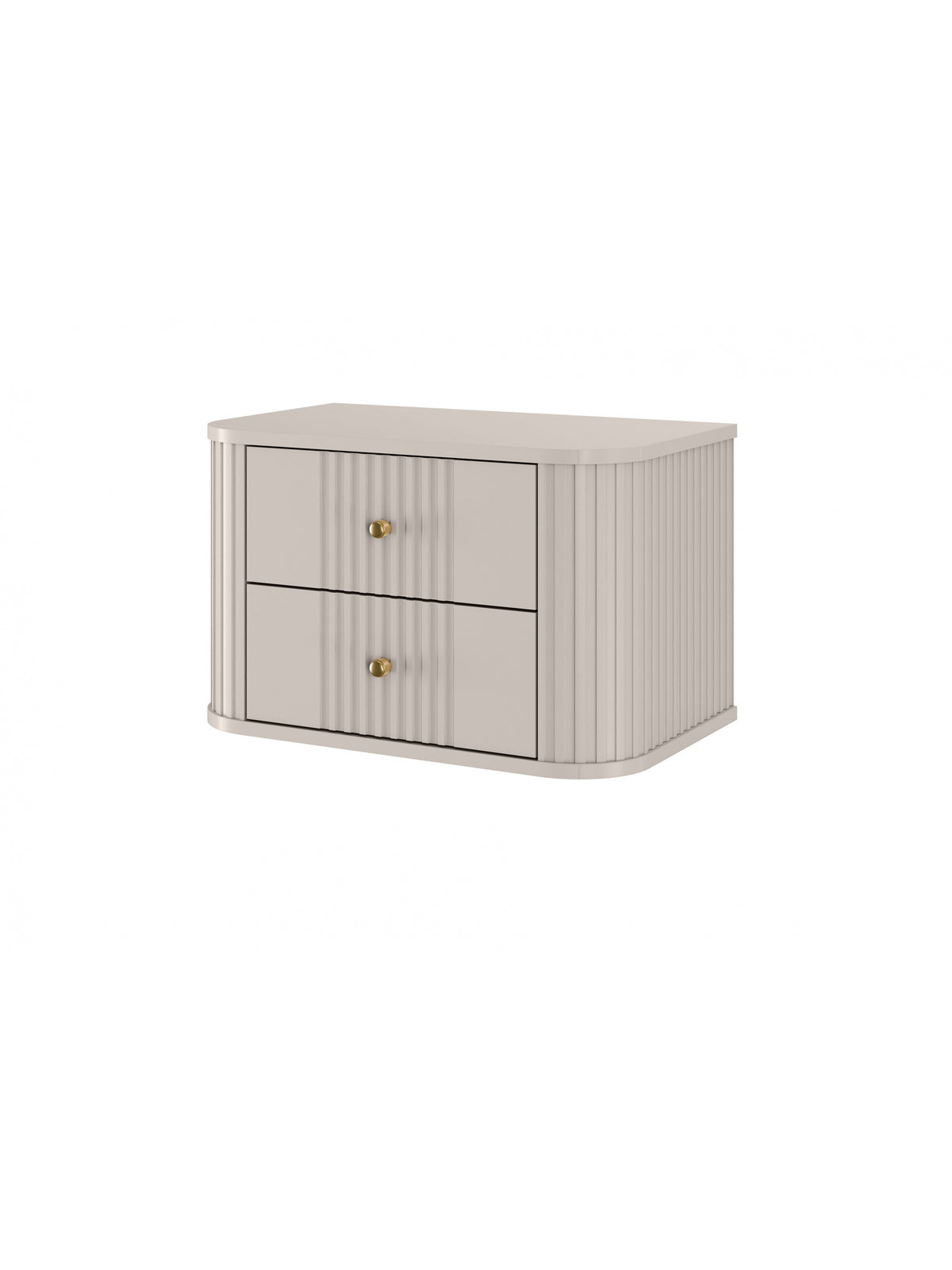 Set de două noptiere suspendate Vesper 56 cm casmir, cu sertare și mânere aurii