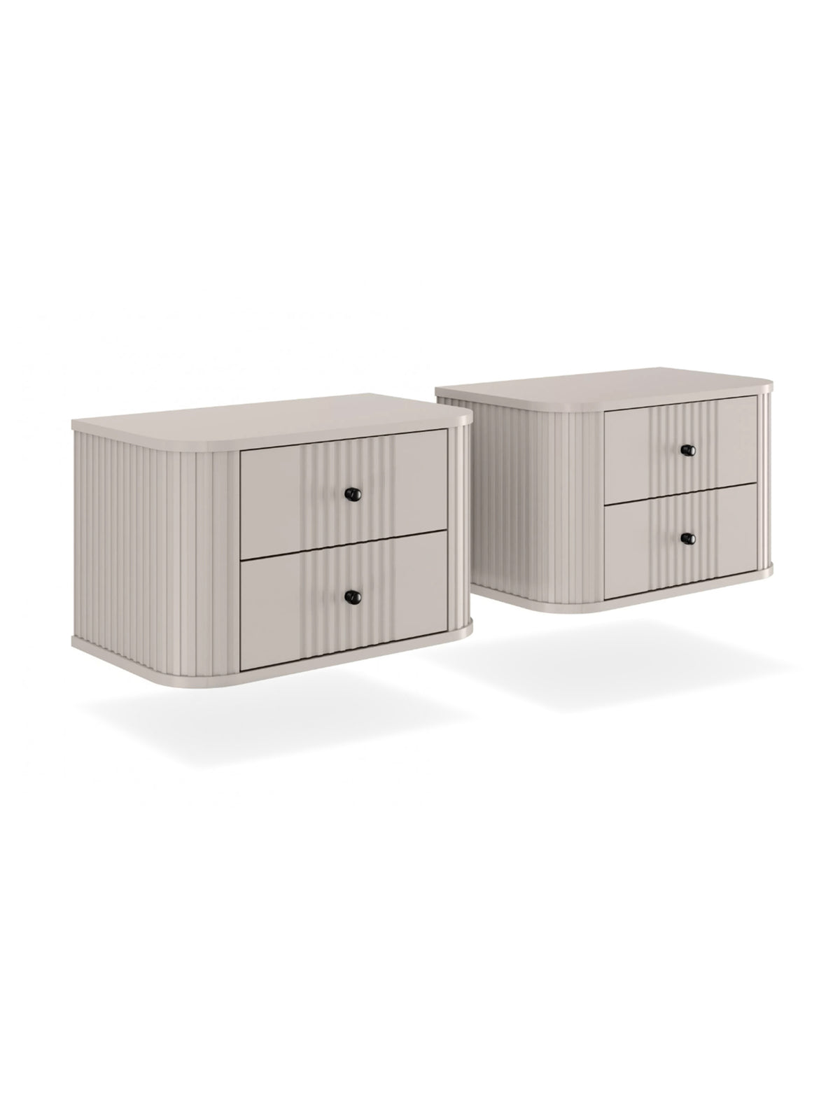 Set de două noptiere suspendate Vesper 56 cm casmir cu mânere aurii și sertare