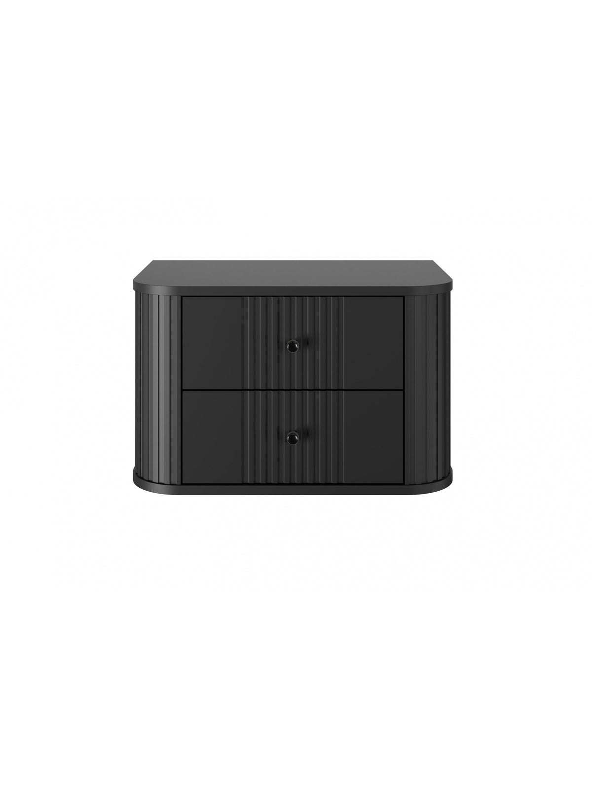 Set de 2 noptiere suspendate negre Vesper 56 cm cu fronturi rigate și mânere negre